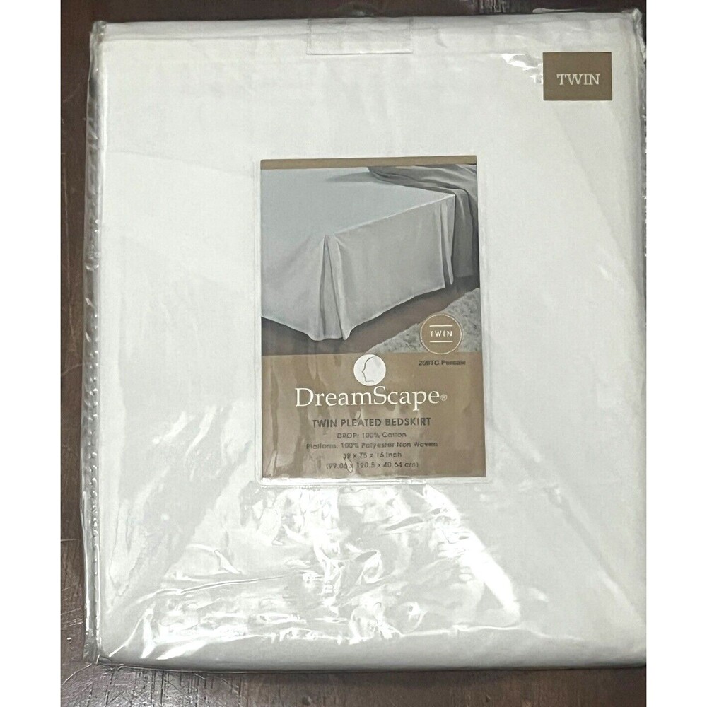 Dreamscape Bedskirt Twin Bed Box Pleat‎ White Percale 200TC Cotton Classic NWT